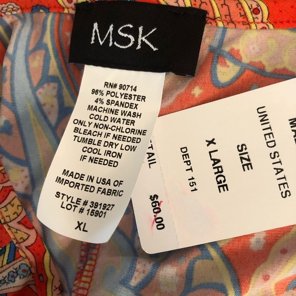 MSK Dress Sleeveless Paisley Orange Multi - Picture 6 of 7